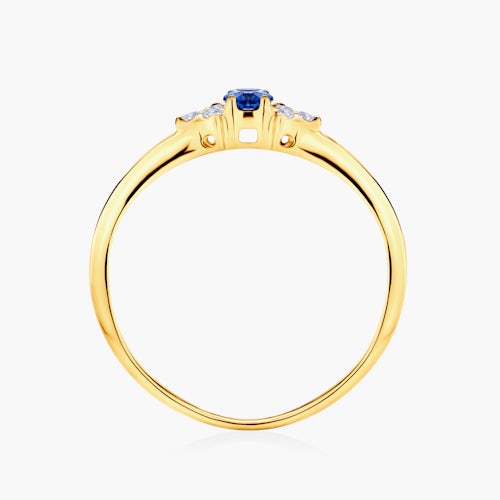 Pierścionek zaręczynowy SAVICKI: złoty, niebieski szafir, diamenty